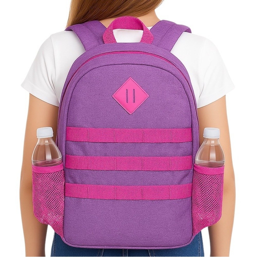 Backpack Lavender Orchid with Pink Trim Side Pockets New